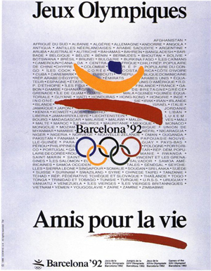 cartel-con-emblema-olÃmpico-Barcelona-92